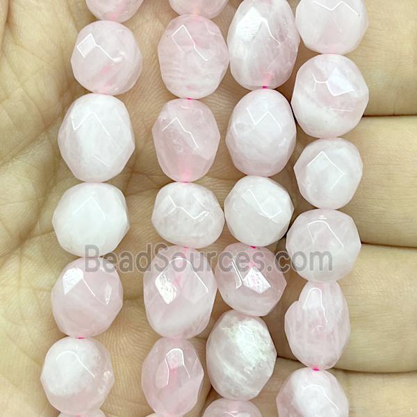 Rose Quartz Beads, faceted freeform