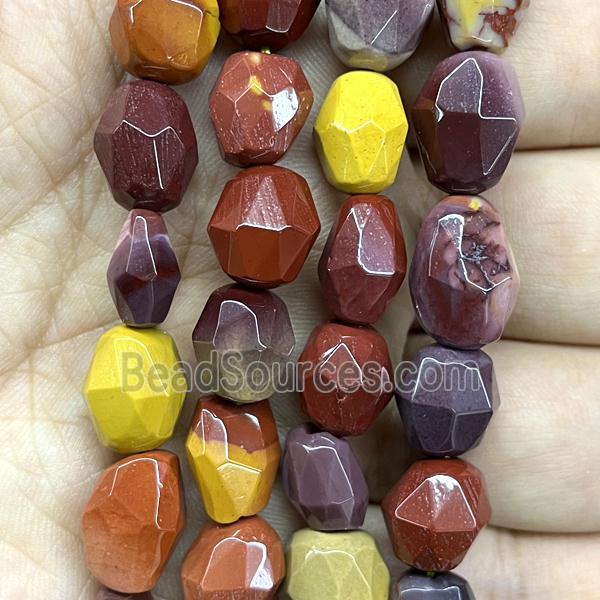 Mookaite beads, multicolor, faceted freeform