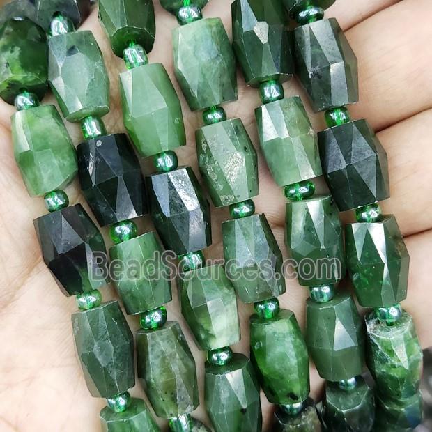 green Canadian Chrysoprase Beads, faceted barrel