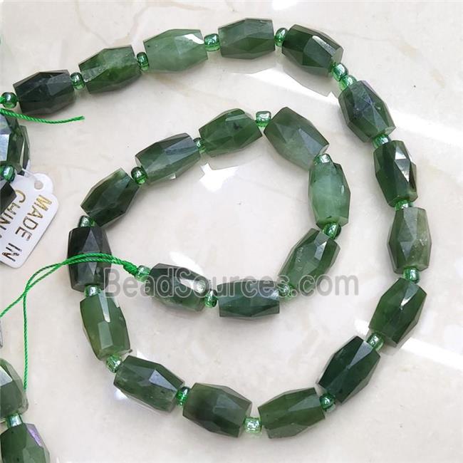 green Canadian Chrysoprase Beads, faceted barrel