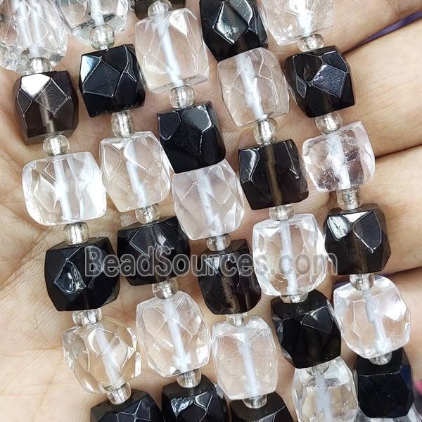 Clear Quartz and Smoky Quartz Beads, cube