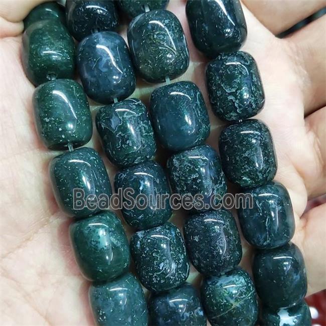 green Moss Agate barrel Beads