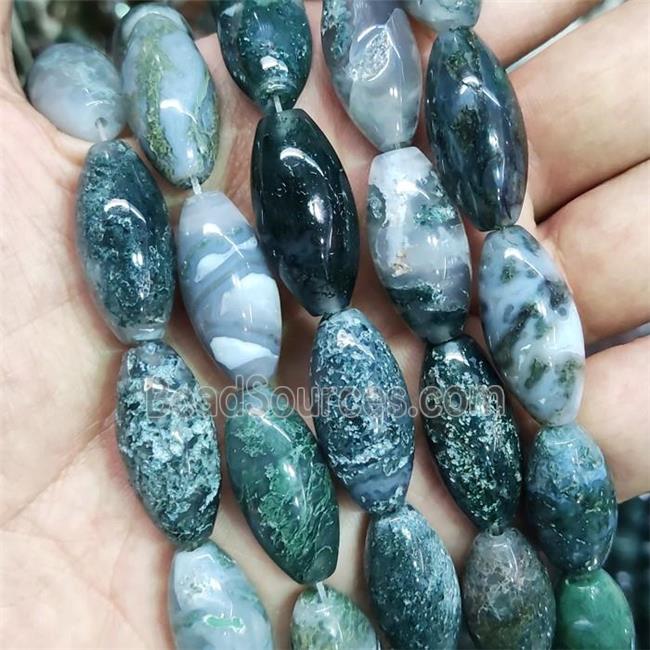 green Moss Agate rice Beads