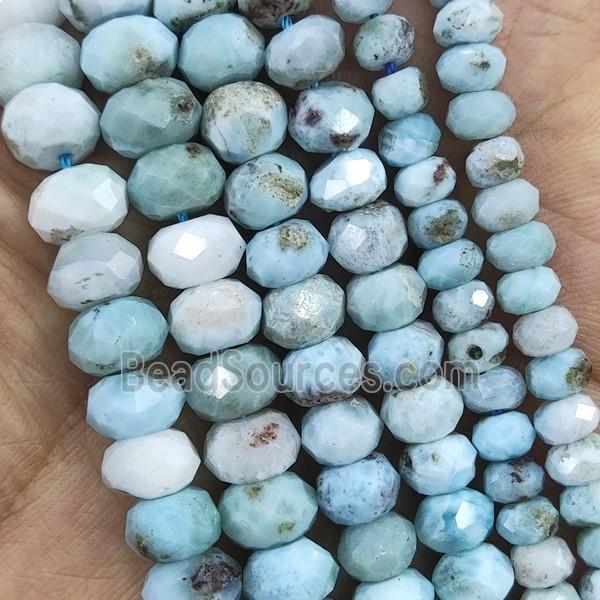 blue Larimar Beads, faceted rondelle