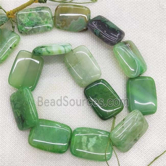 natural Agate rectangle beads, green dye