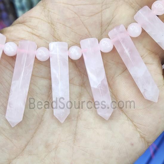 pink Rose Quartz bullet Beads, AA-grade