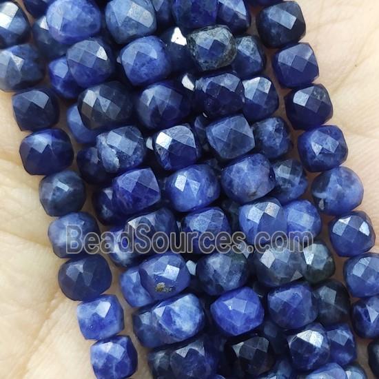 blue Sodalite Beads, faceted cube