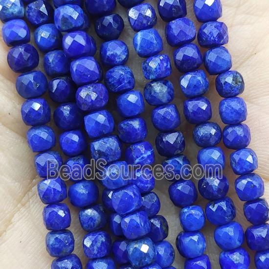 blue Lapis Lazuli Beads, faceted cube