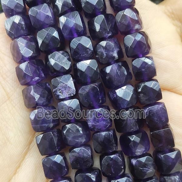 purple Amethyst Beads, faceted cube