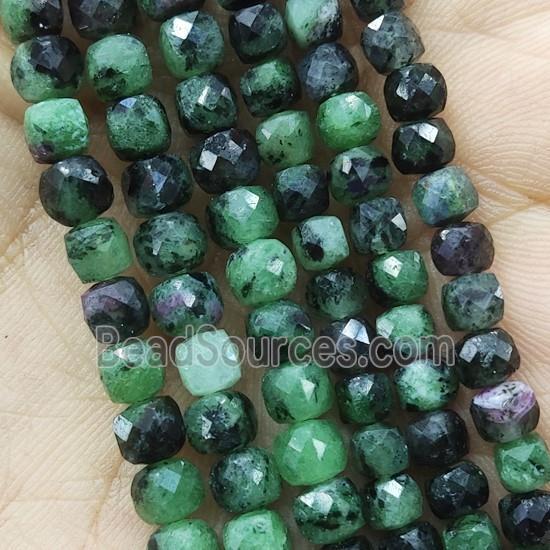 Ruby Zoisite Beads, faceted cube