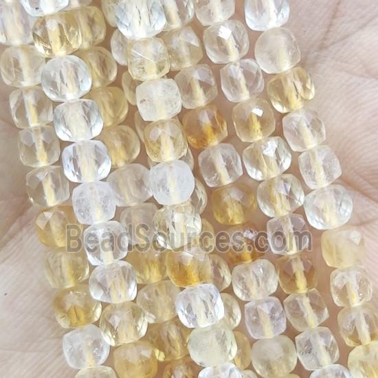 Citrine Beads, faceted cube