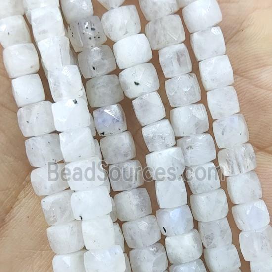 white Moonstone Beads, faceted cube