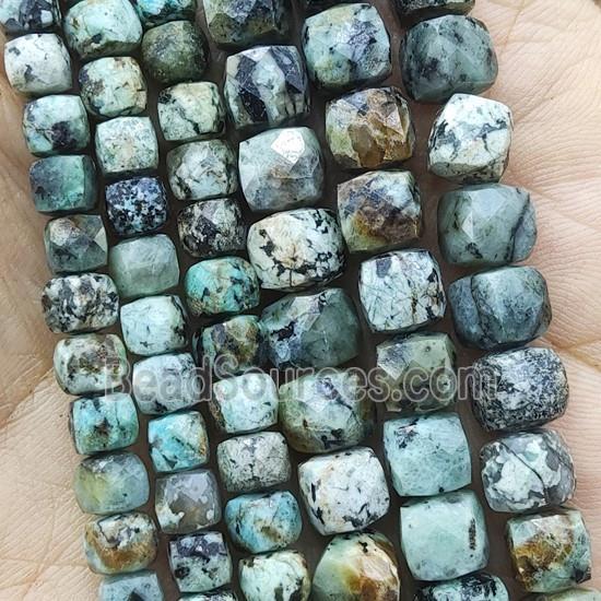 green African Turquoise Beads, faceted cube