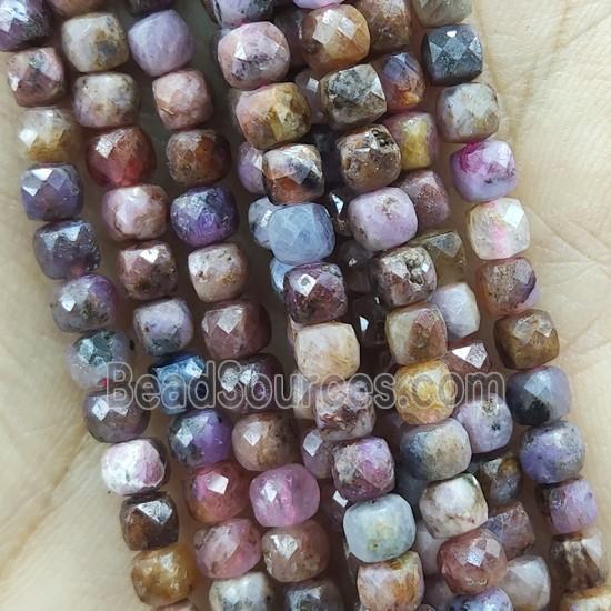 natural Ruby Beads, faceted cube