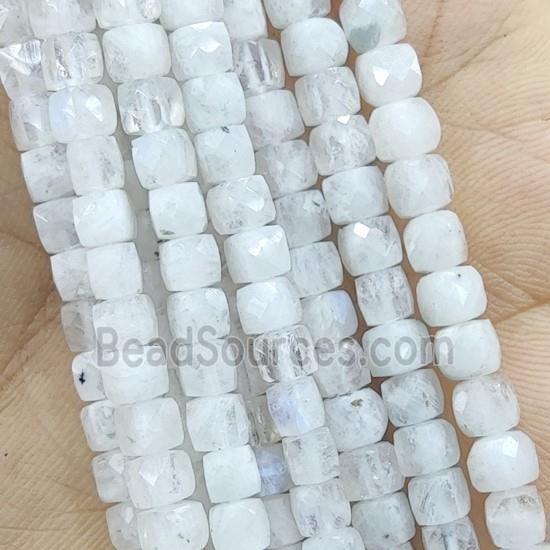 rainbow Moonstone Beads, faceted cube