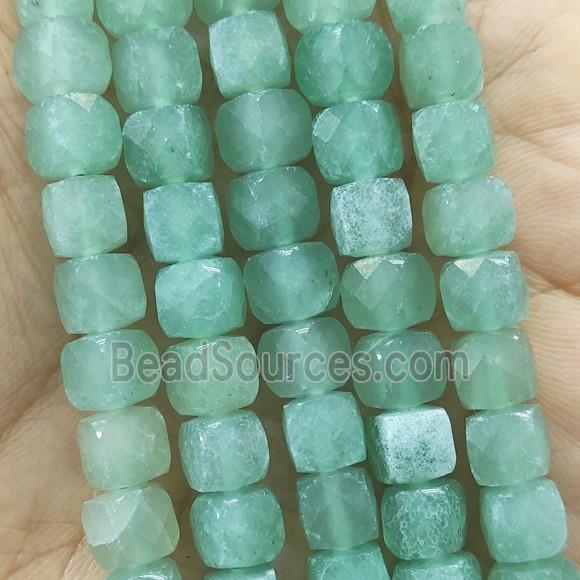 green Aventurine Beads, faceted cube