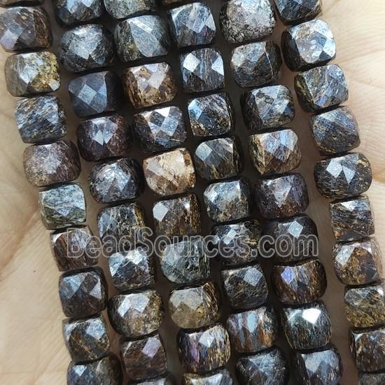 Bronzite Beads, faceted cube