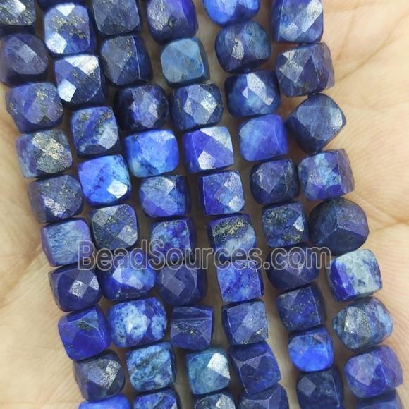 blue Lapis Lazuli Beads, faceted cube