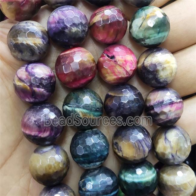 multicolor Tiger eye stone Beads faceted round