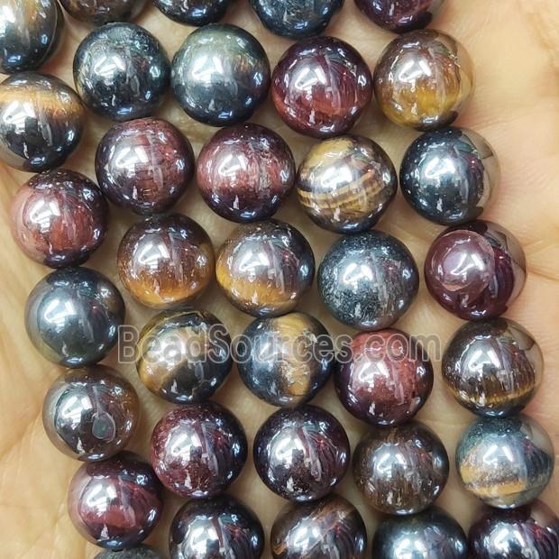 multicolor Tiger eye Beads round electroplated