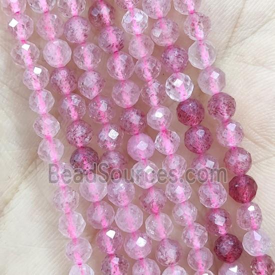 Pink Strawberry Quartz Seed Beads Faceted Round