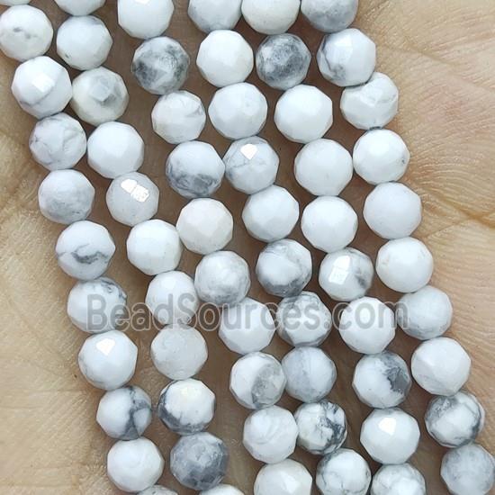 White Howlite Turquoise Seed Beads Faceted Round