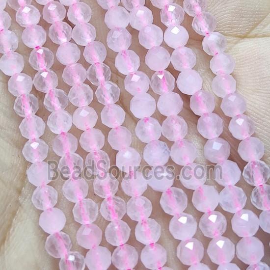 Pink Rose Quartz Beads Seed Faceted Round