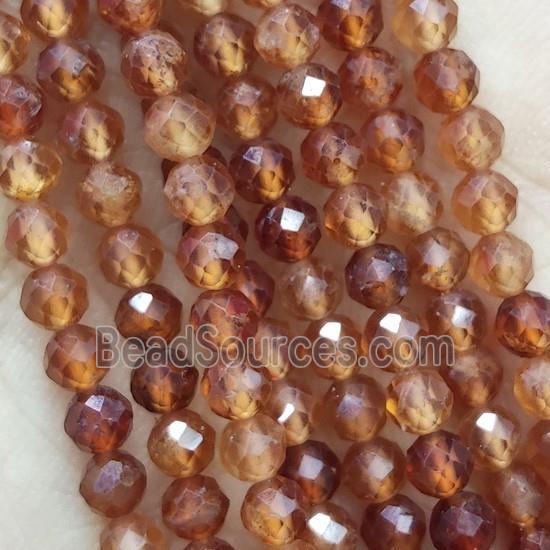 Orange Garnet Pony Beads Faceted Round