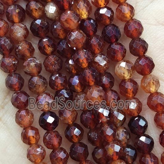 DarkOrange Garnet Beads Faceted Round