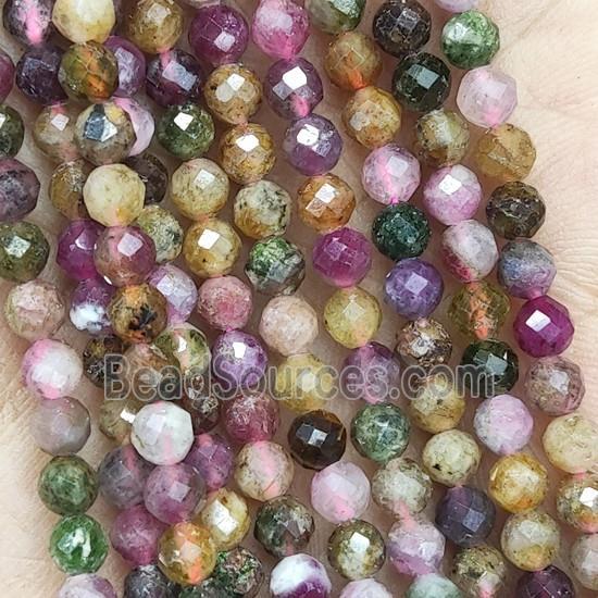 Multicolor Tourmaline Beads Faceted Round