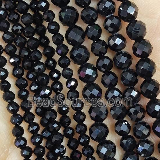 Black Spinel Seed Beads Faceted Round