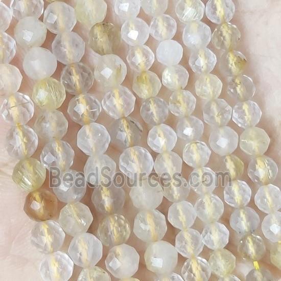 Golden Rutilated Quartz Beads Faceted Round