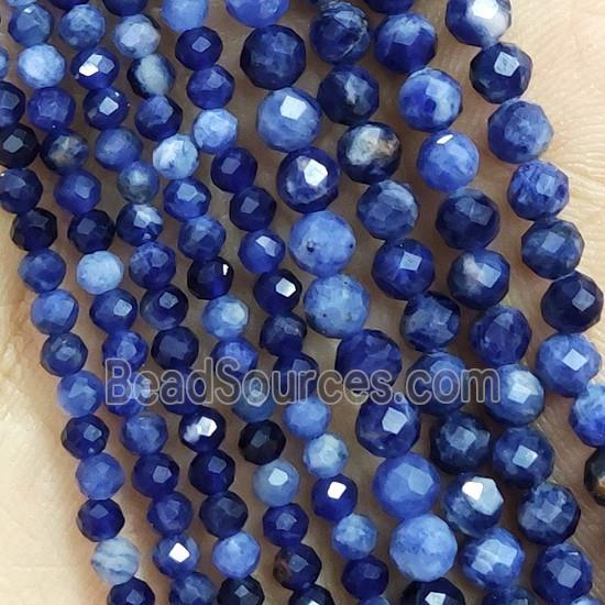 Blue Sodalite Beads Tiny Faceted Round