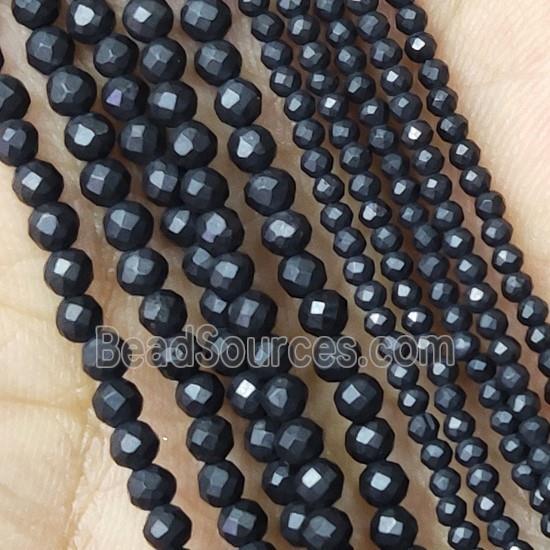 Black Jasper Seed Beads Faceted Round