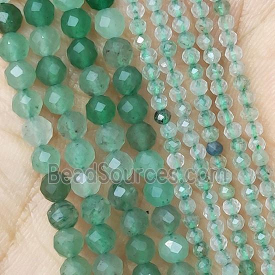 Green Aventurine Seed Beads Faceted Round