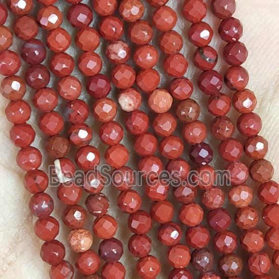 Red Jasper Seed Beads Faceted Round