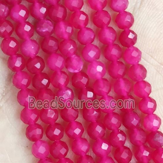 Natural Agate Beads Faceted Round Hotpink Dye