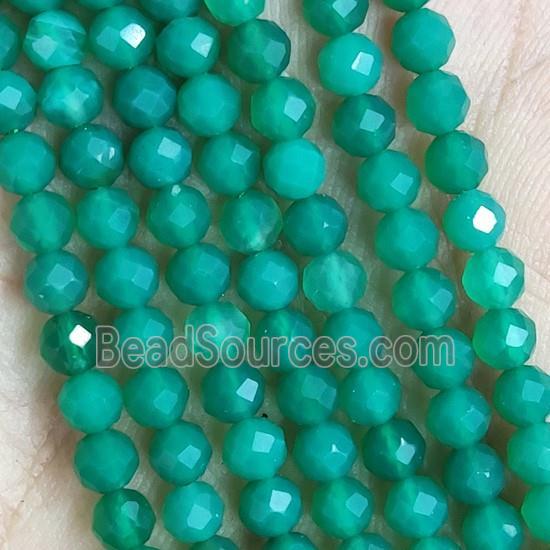 Natural Agate Beads Tiny Faceted Round Green Dye