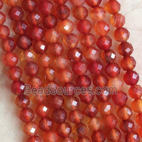 Red Carnelian Agate Seed Beads Faceted Round