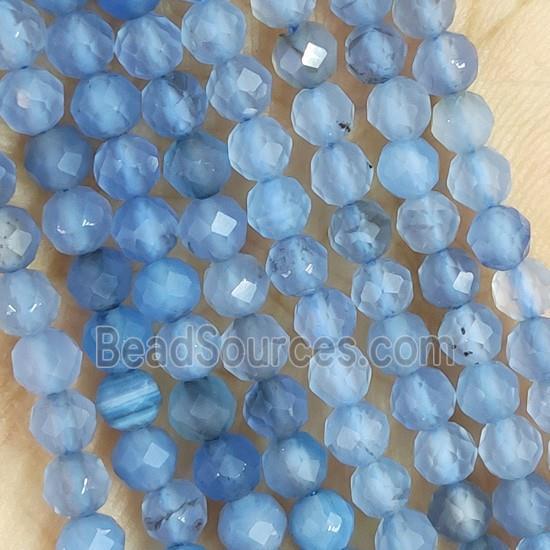 Blue Agate Beads Faceted Round