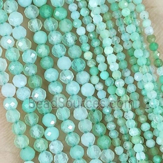 Green Australian Chrysoprase Beads Tiny Faceted Round