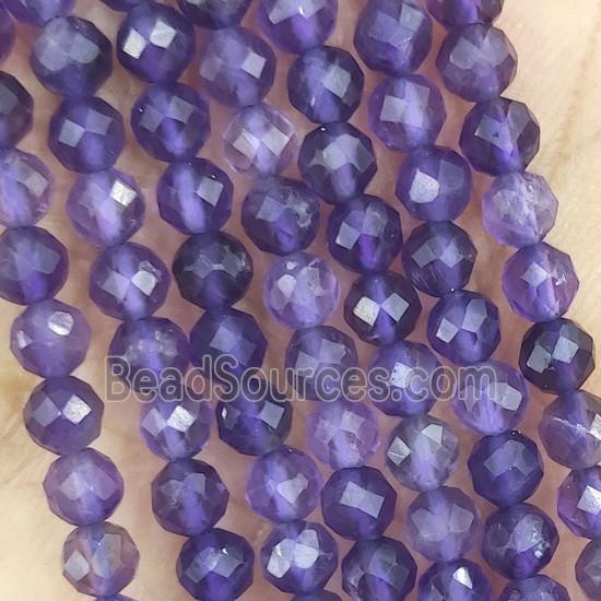 Natural Amethyst Beads Purple Faceted Round