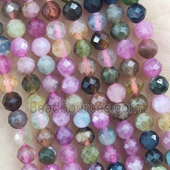 Multicolor Tourmaline Beads Tiny Faceted Round