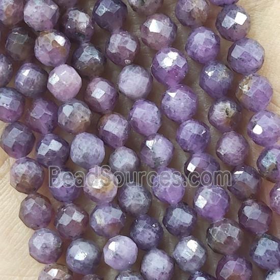 Purple Ruby Beads Faceted Round