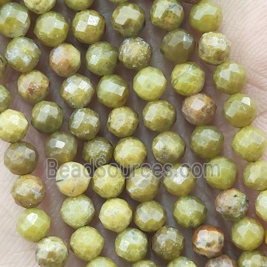 Olive Chrysoprase Beads Faceted Round