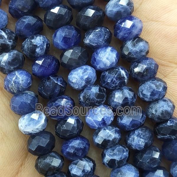 Blue Sodalite Beads Faceted Rondelle