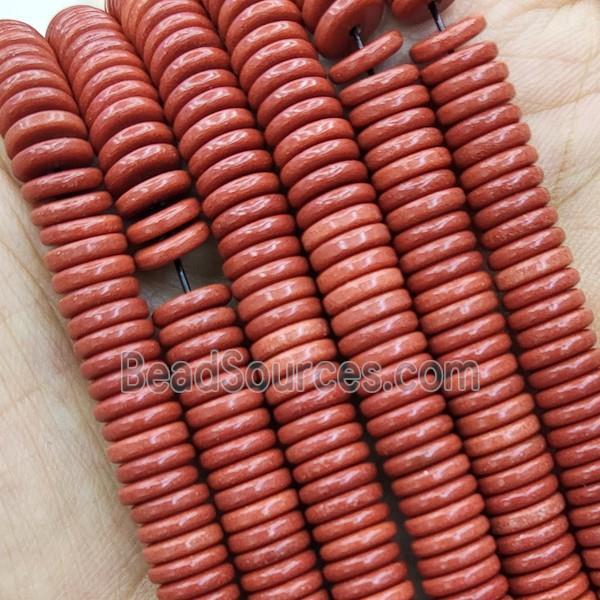 Red Oxidative Agate Heishi Spacer Beads