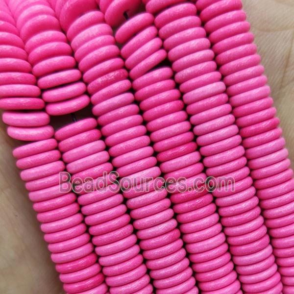 Hotpink Oxidative Agate Heishi Spacer Beads