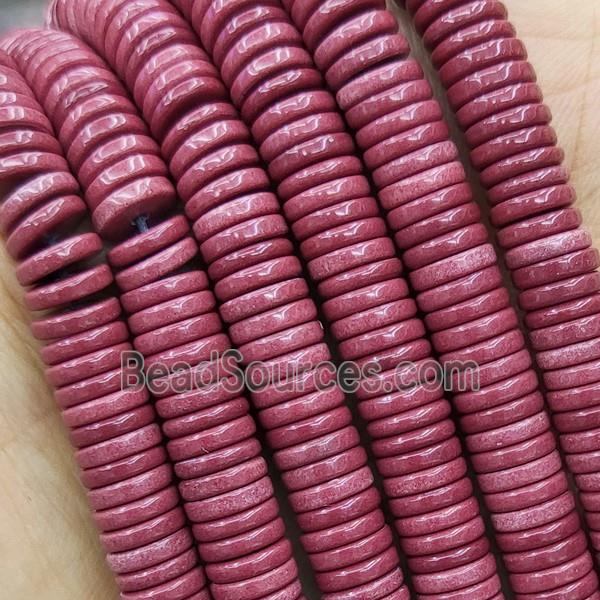 Red Oxidative Agate Heishi Spacer Beads