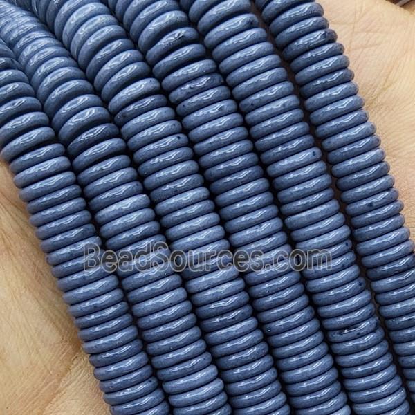 Blue Oxidative Agate Heishi Spacer Beads